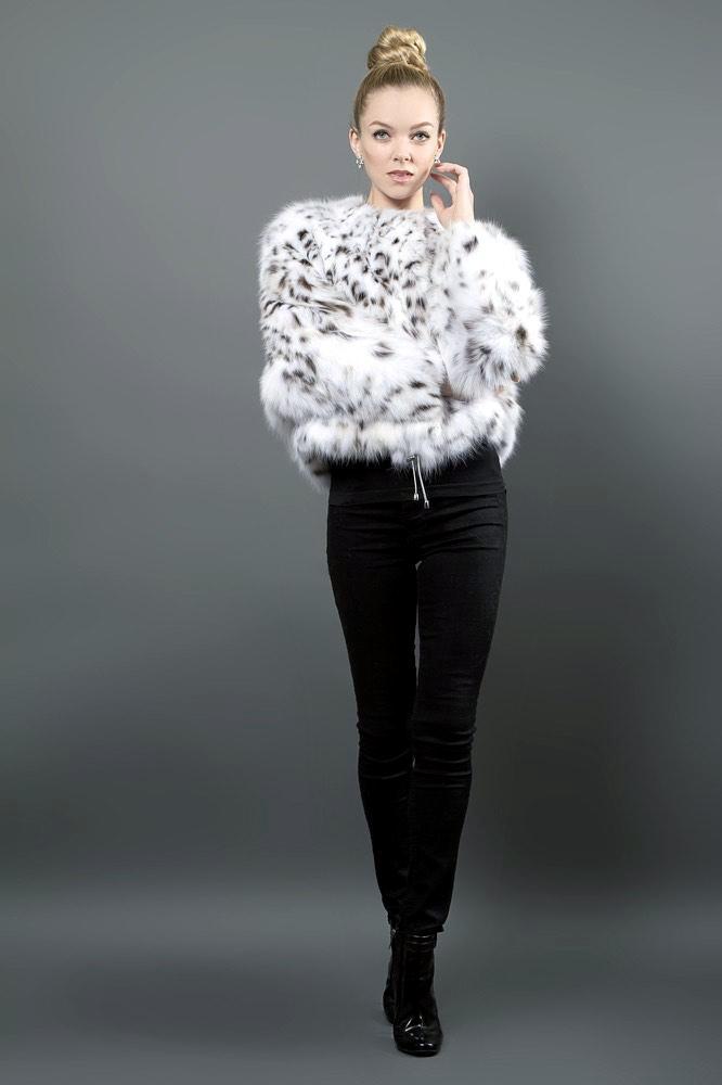 Lynx fur jacket luxury White