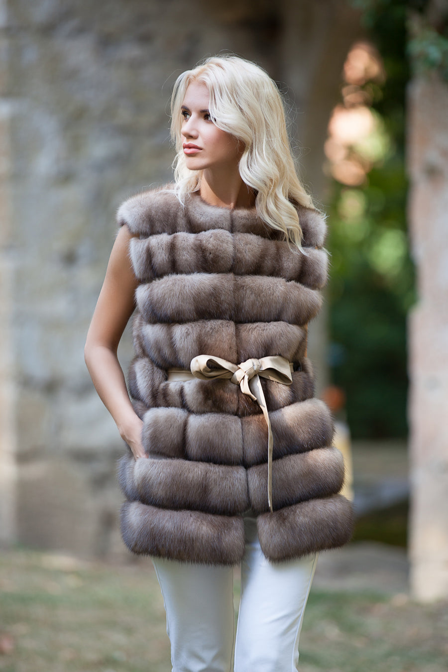 Russian Sable Fur Vest with Belt luxury