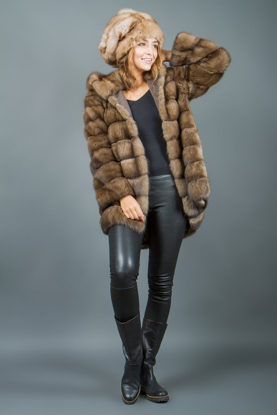 Russian Sable Fur Parka with hood