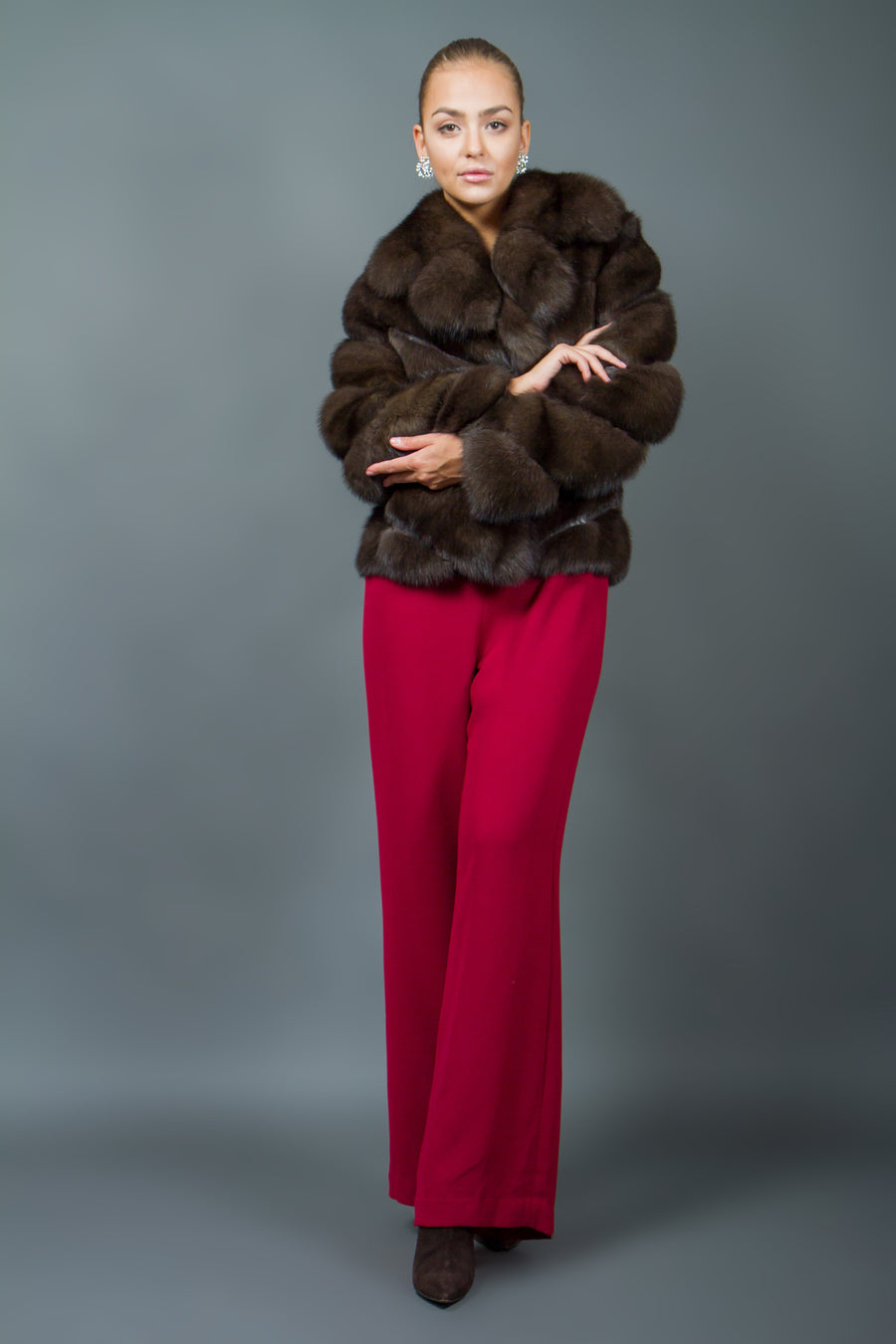 Russian Sable Fur Jacket with large Notched Collar luxury