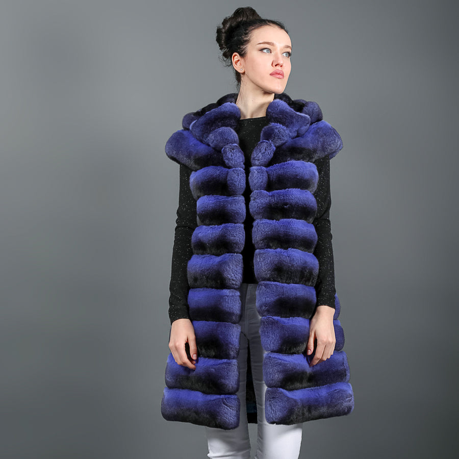 Chinchilla fur vest with hood