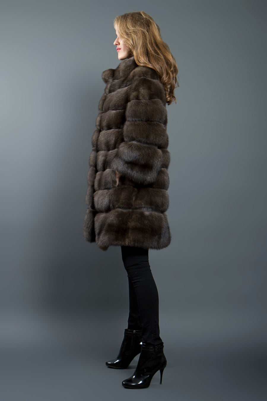Russian Sable Fur coat with Python leather