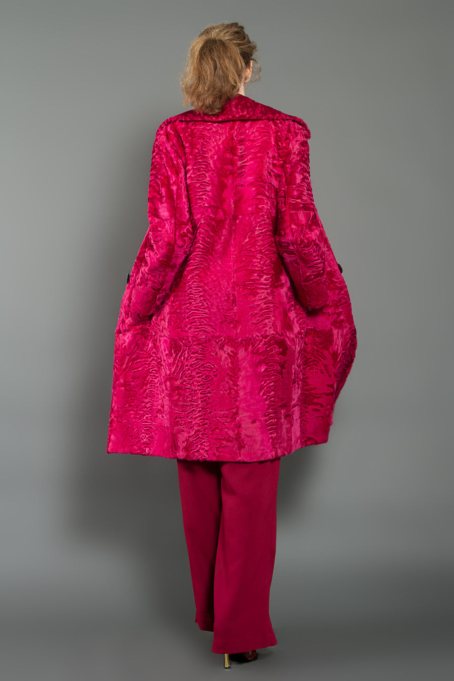 Pink fur Coat rare Astrakhan