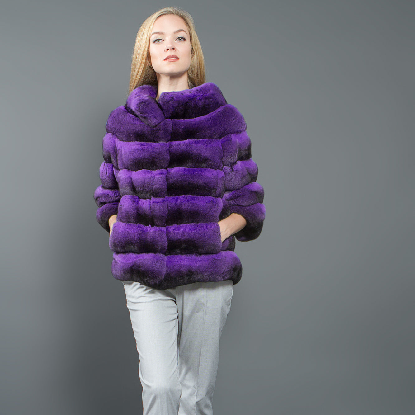 Violet Chinchilla Fur Jacket for women – Fur Caravan