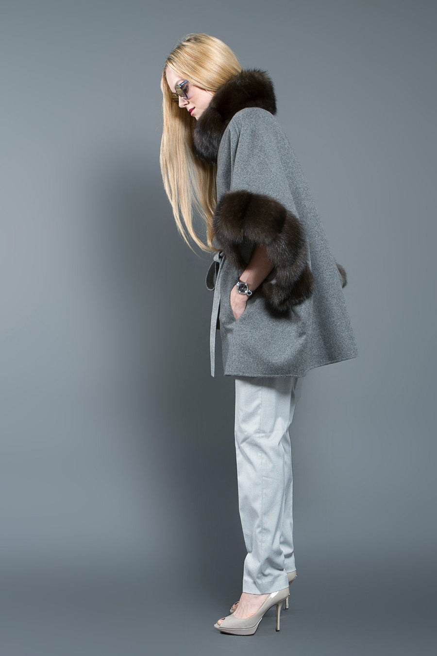 Loro Piana Cashmere and Russian Sable fur Poncho