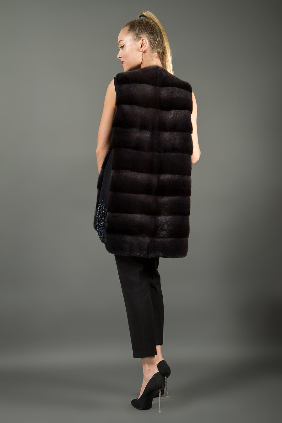 Cashmere and mink fur vest
