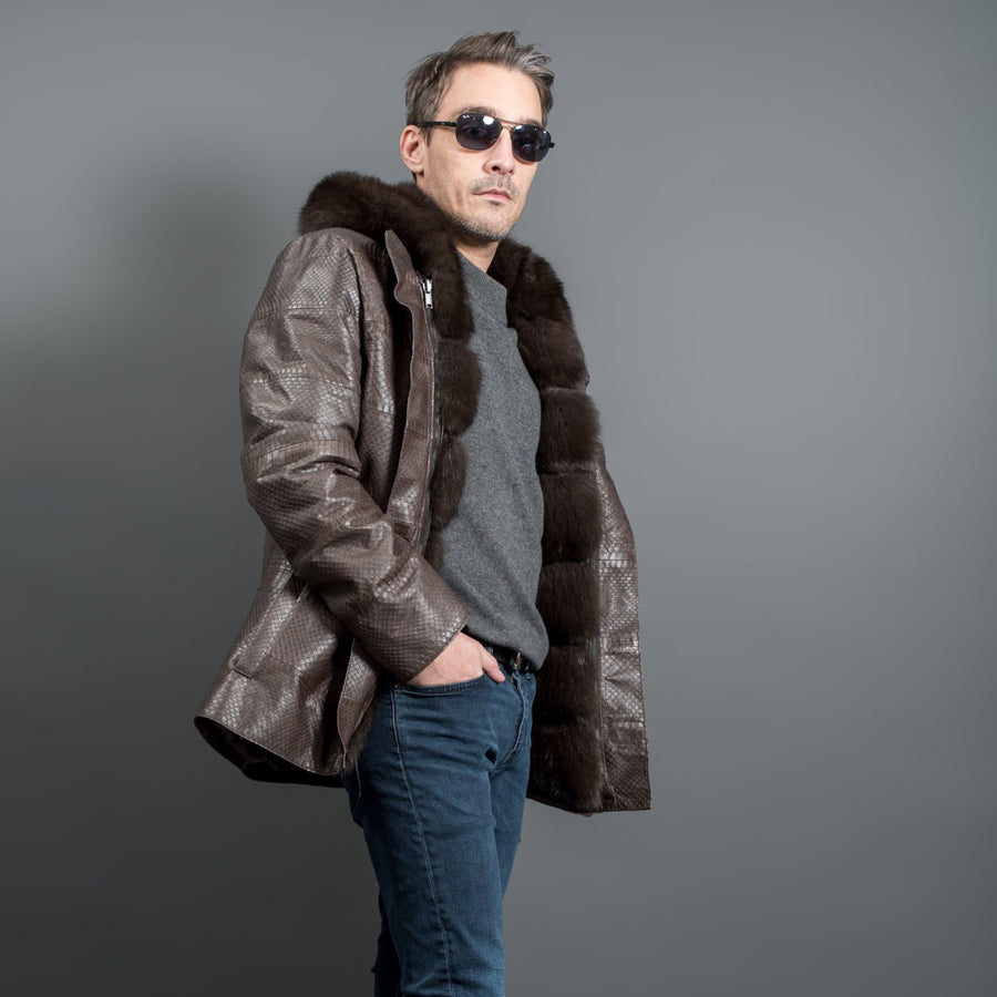 Luxury Python leather and sable fur jacket