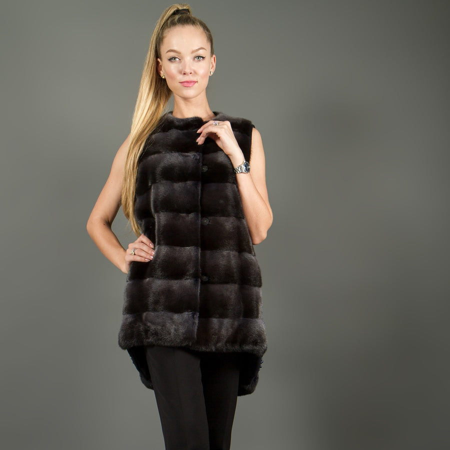 Black mink fur and cashmere vest for women – Fur Caravan