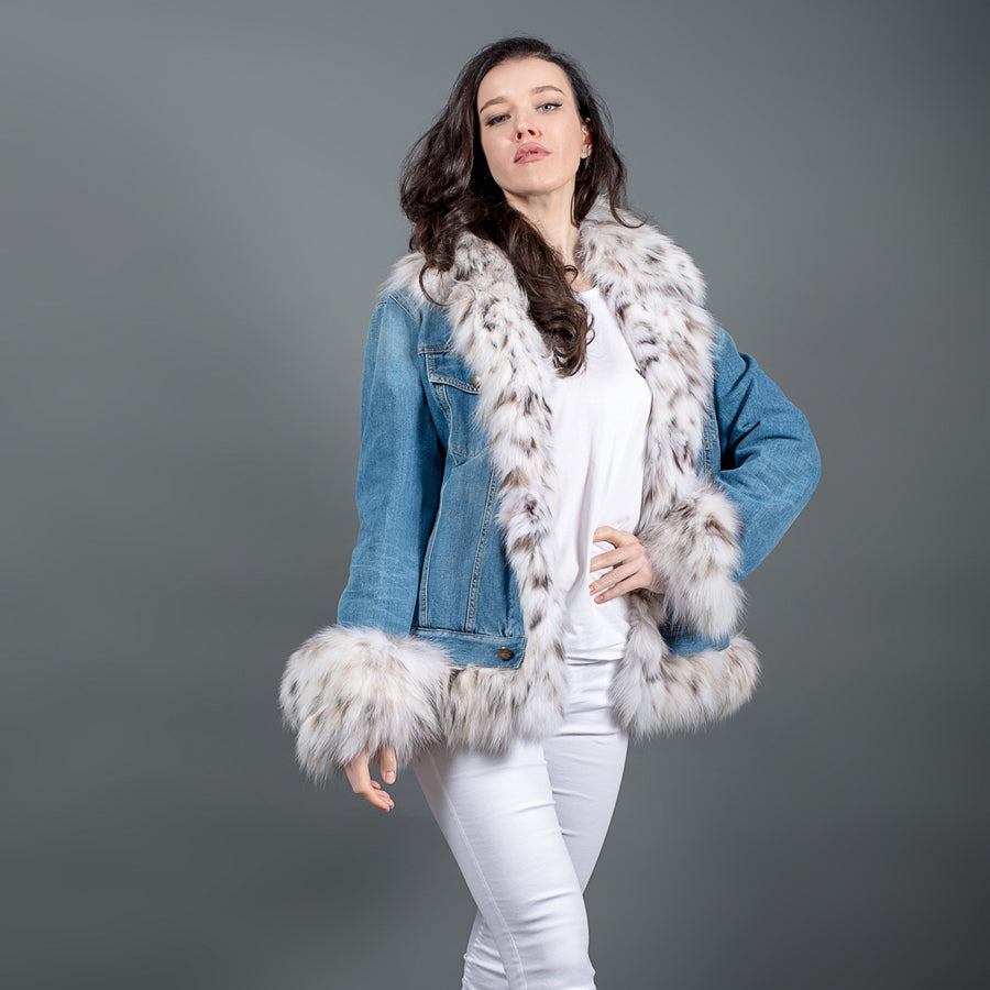 Lynx Fur luxury denim jacket for women