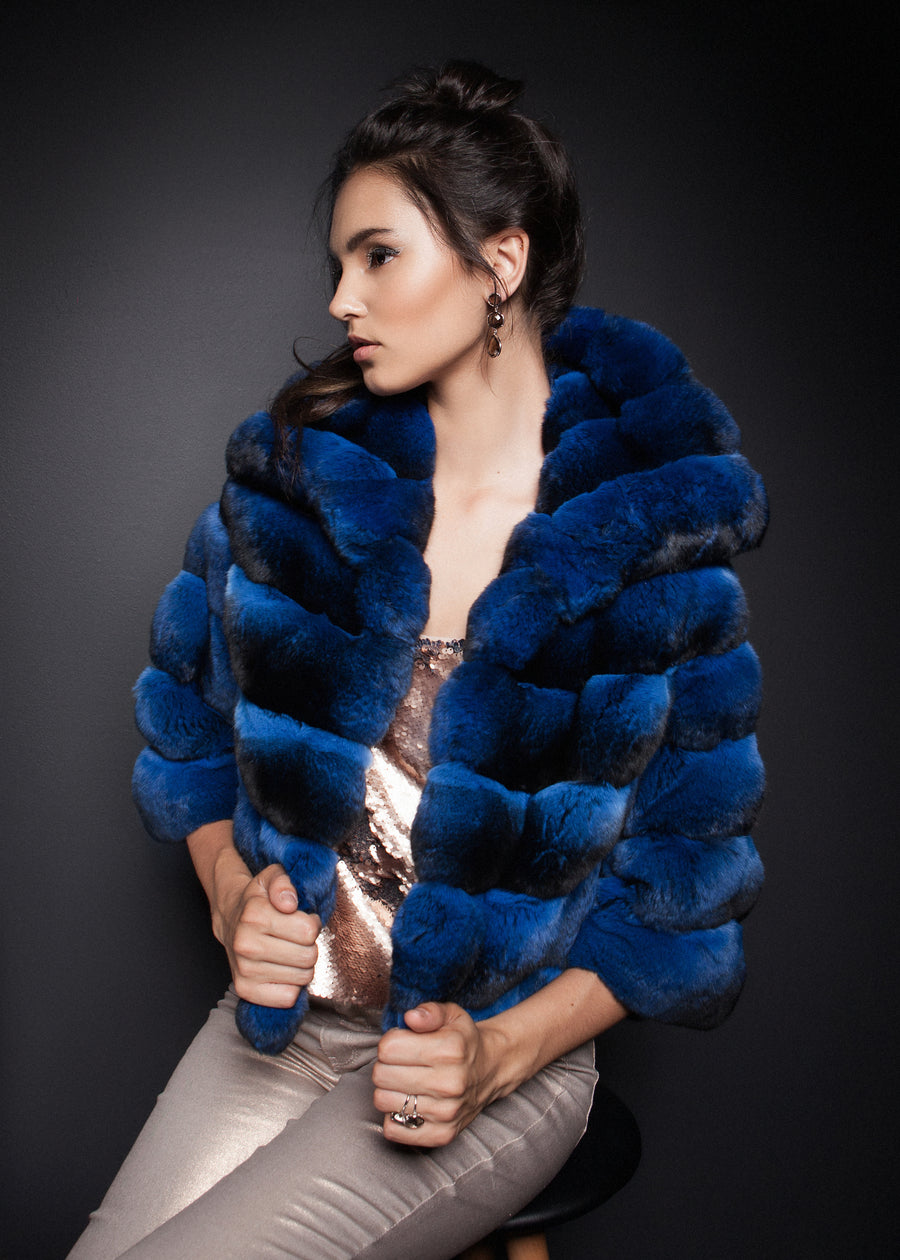 Blue Chinchilla Fur Jacket for women – Fur Caravan
