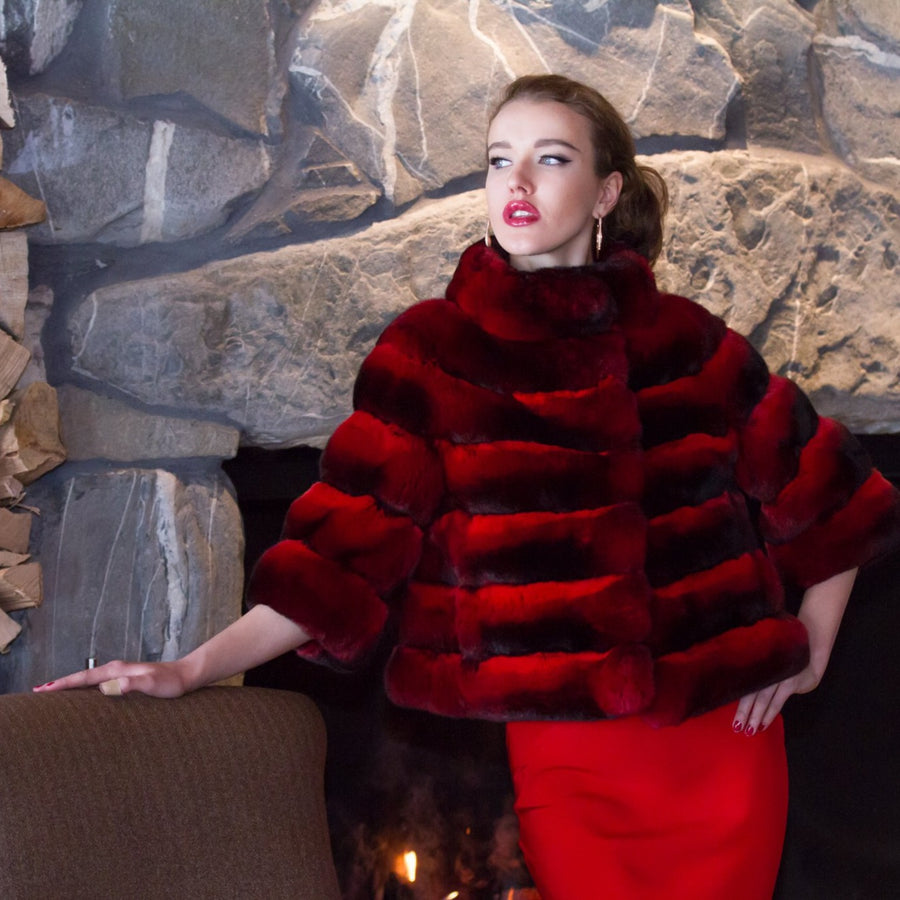 Fur Collection Red Chinchilla Fur Jacket for women – Fur Caravan
