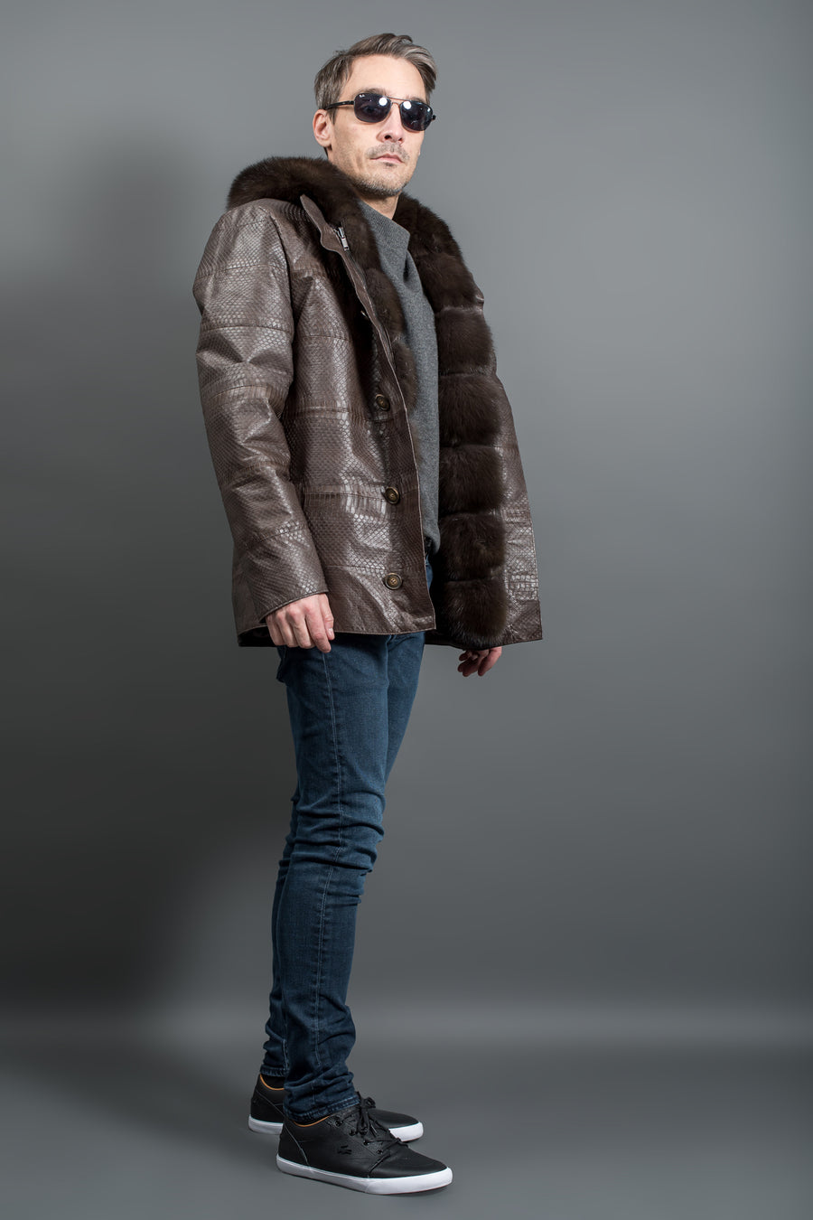 Luxury Python leather and sable fur jacket – Fur Caravan