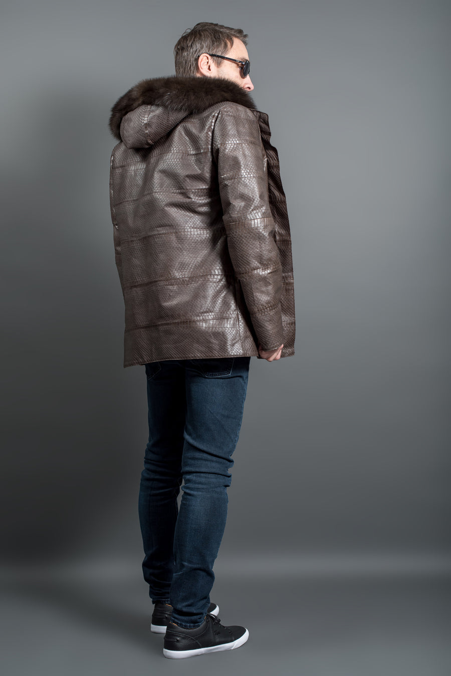 Luxury Python leather and sable fur jacket