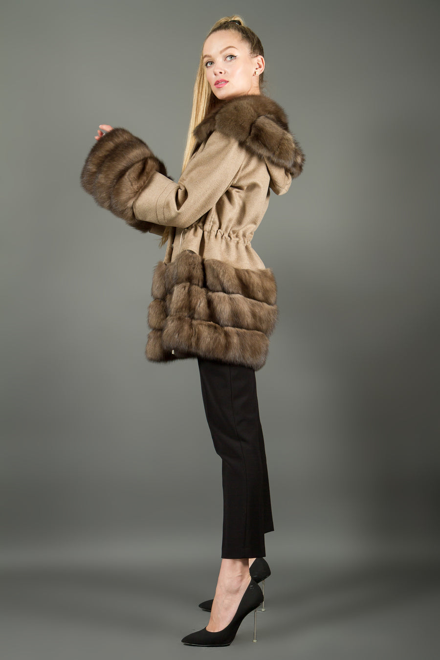 Fur Collection Short Loro Piana Cashmere and Russian sable fur coat for women – Fur ...