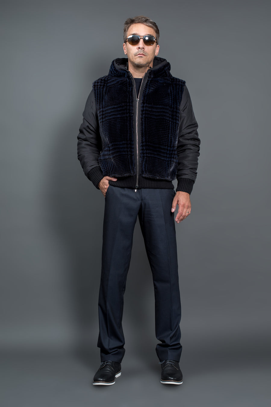 Men's mink fur jacket reversible