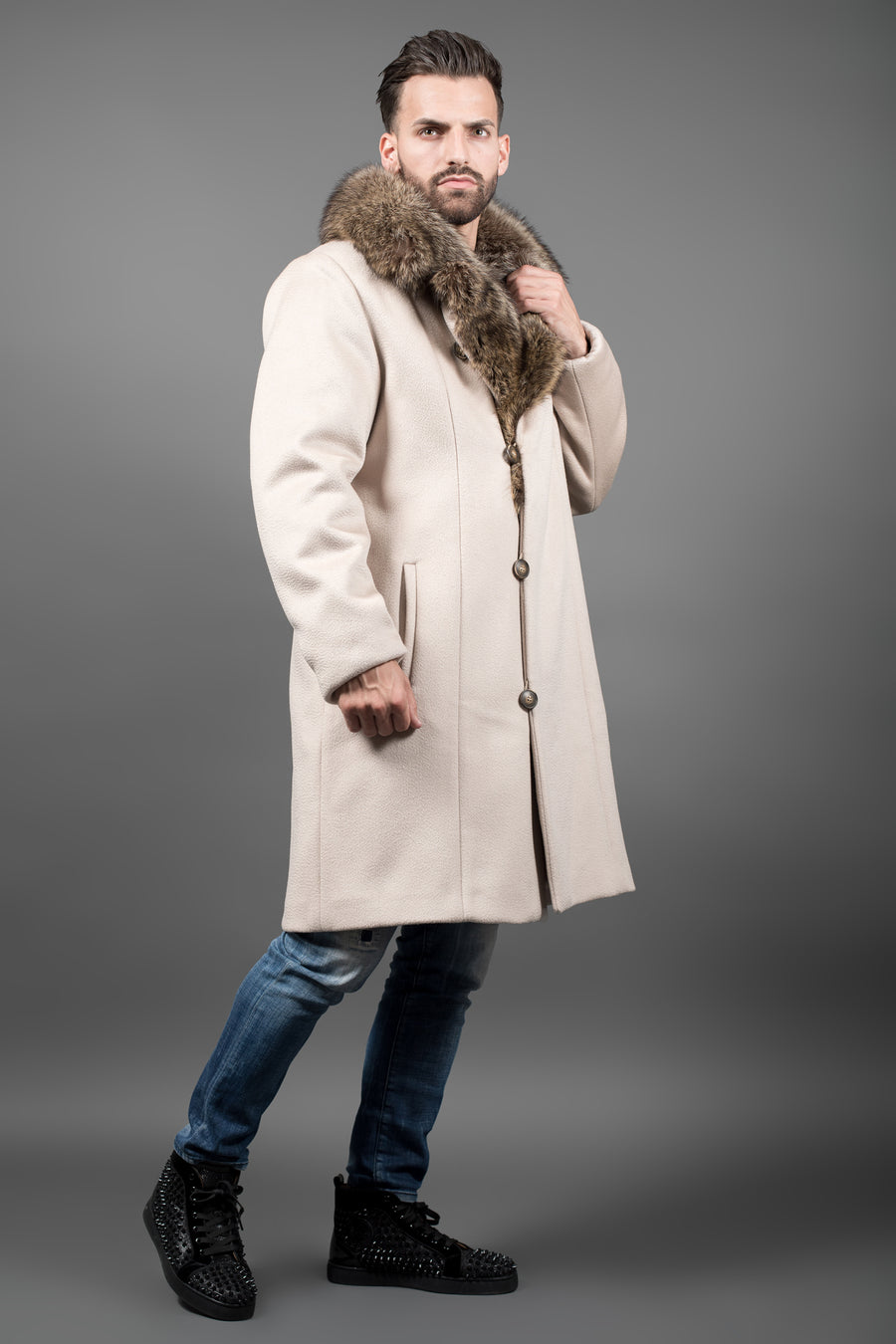 Luxury Racoon fur coat for men