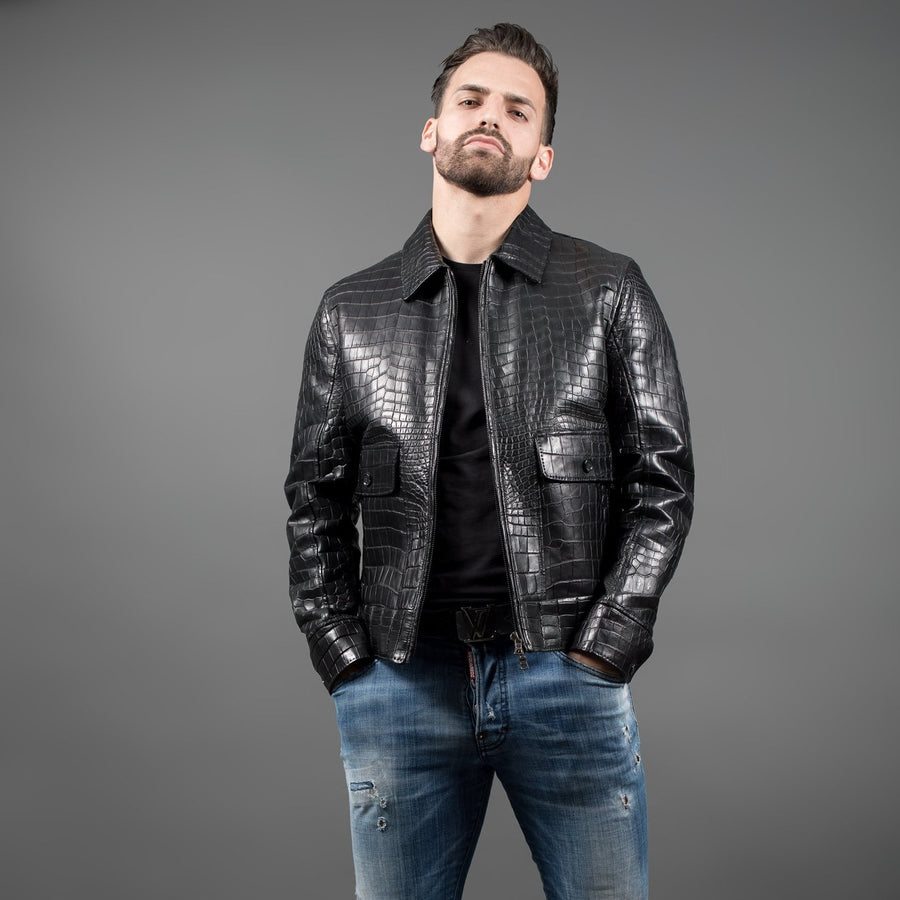 Stylish Alligator Leather Shirt Jacket for Men