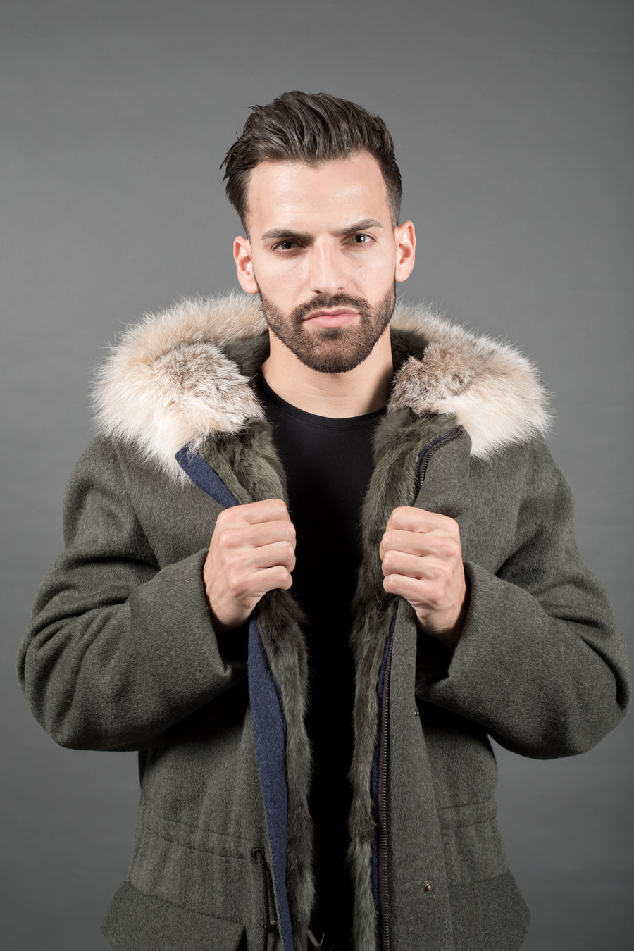 Men's Cashmere Parka with Lynx fur – Fur Caravan