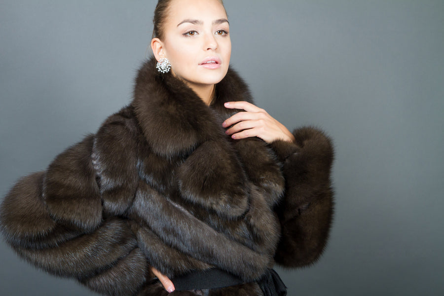 Russian Sable Fur Jacket with large Notched Collar luxury
