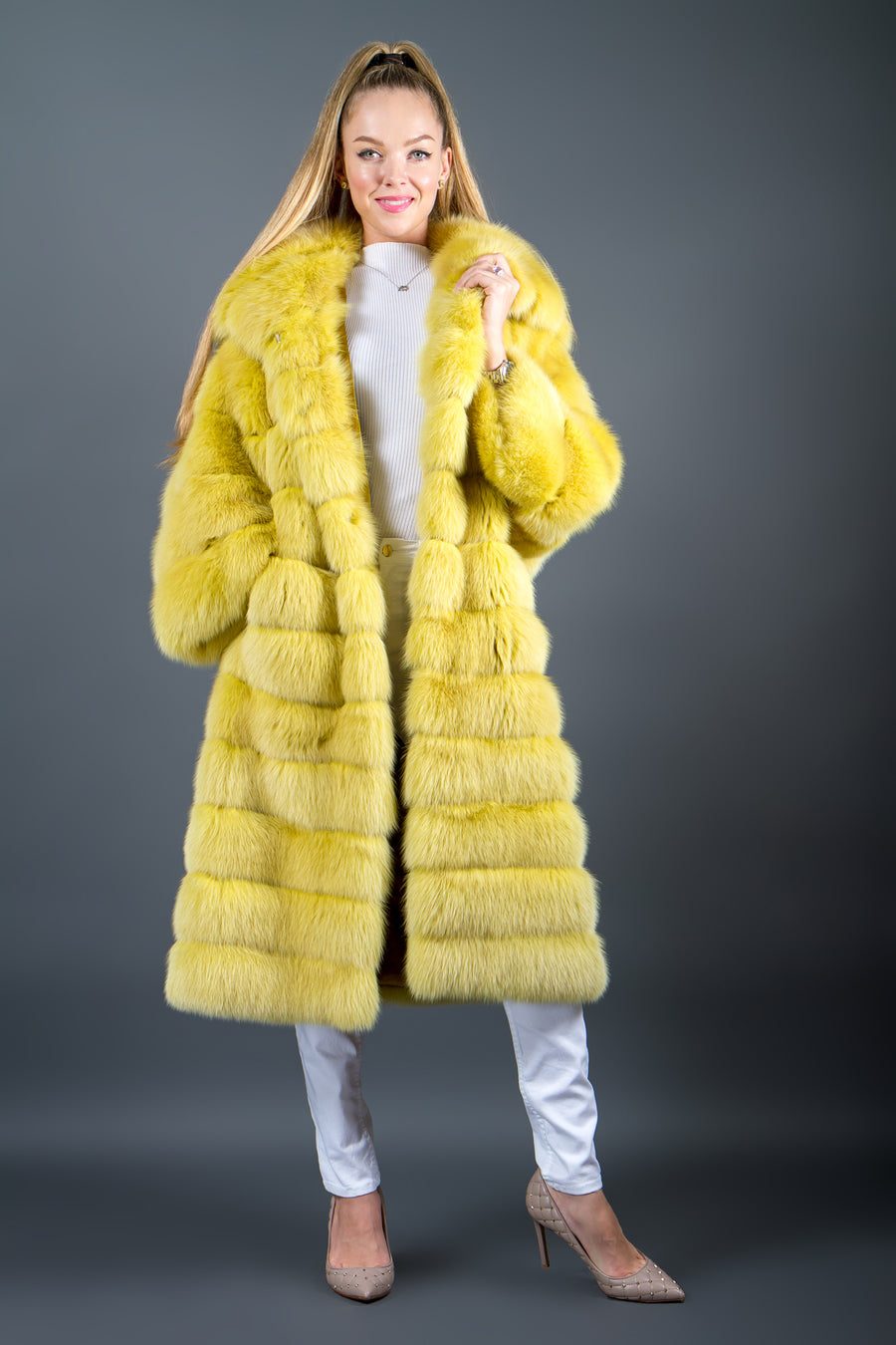 Luxury Sable Fur Coat Yellow