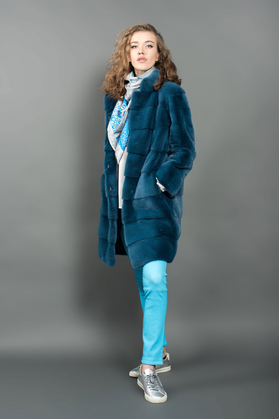 Azure Blue Mink Coat