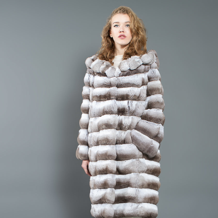 FRR Men's Hooded Rabbit Fur Coat