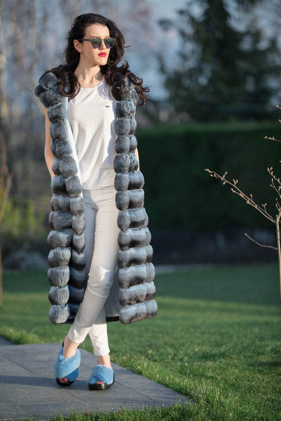 Long Chinchilla Fur Vest luxury