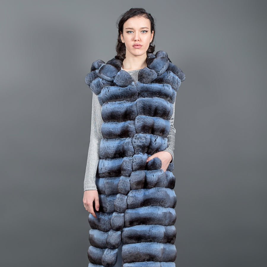 Long Chinchilla Fur Vest luxury
