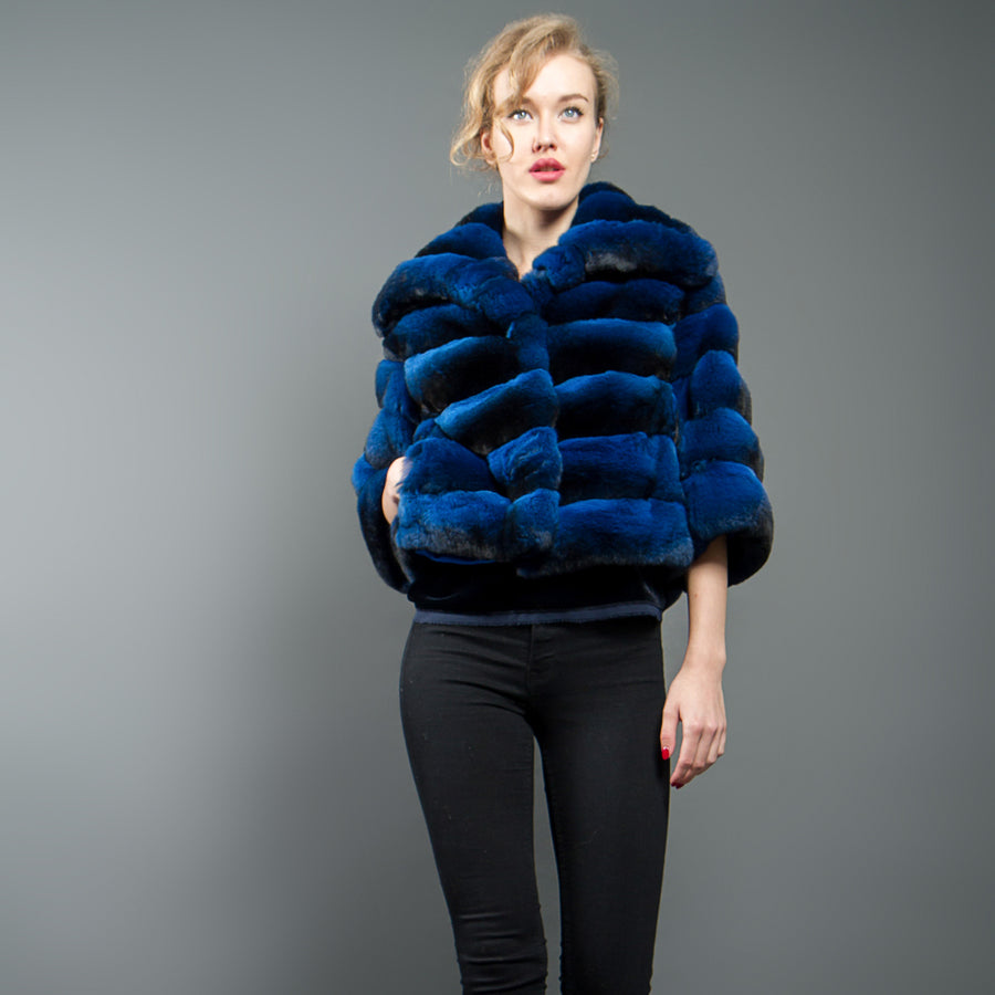 Fur Caravan Light Blue Chinchilla Jacket for Women