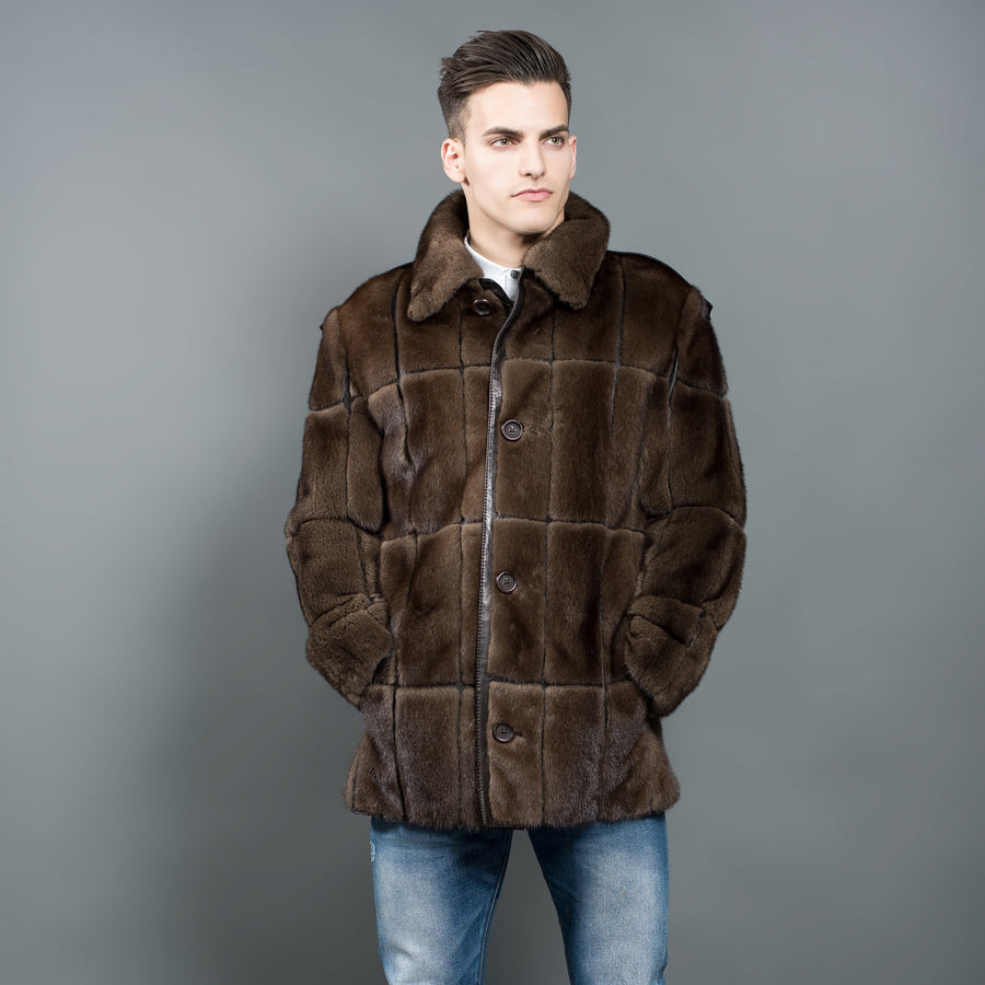 Fur Caravan Men's Leather and Mink Fur Coat