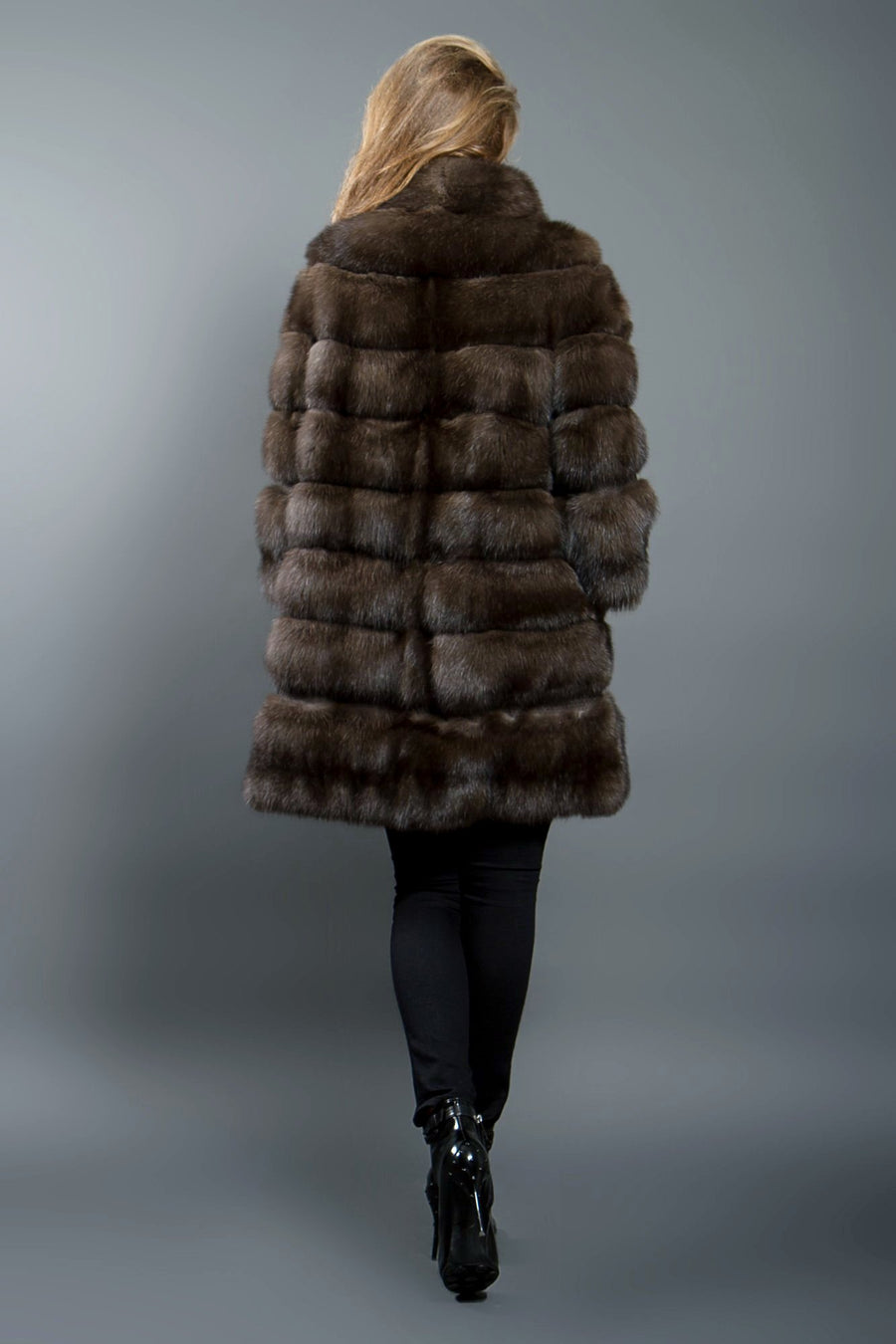 Russian Sable Fur coat with Python leather