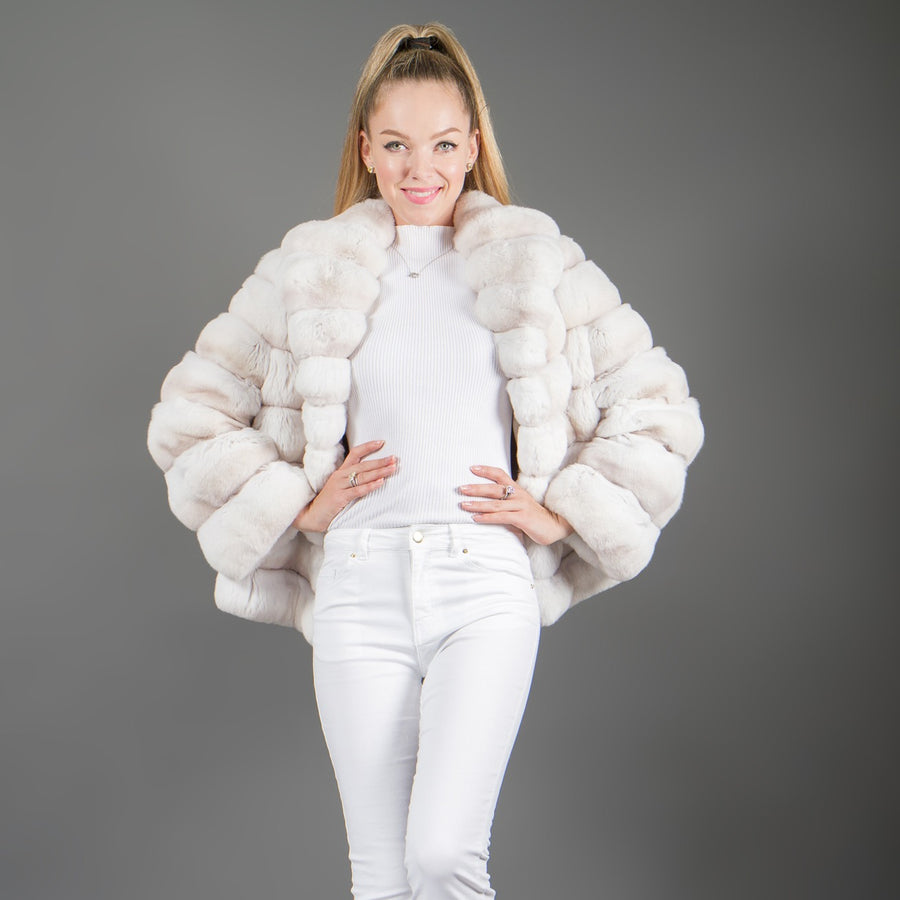 Fur Jacket Luxury Womens Jackets Pearl-white Chinchilla Fur Jacket