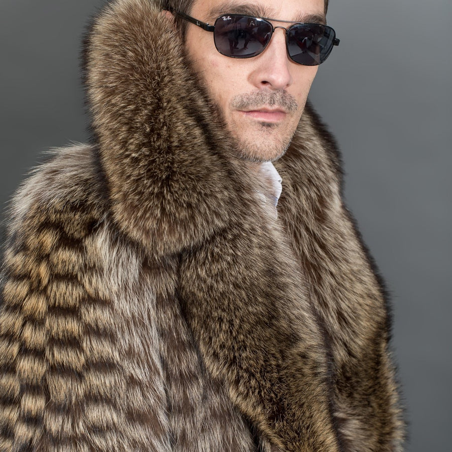 Luxury Racoon fur coat for men