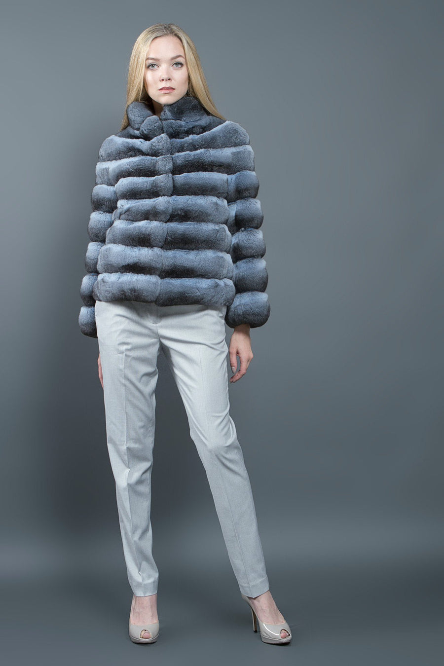 Chinchilla luxury fur Jacket (light blue)