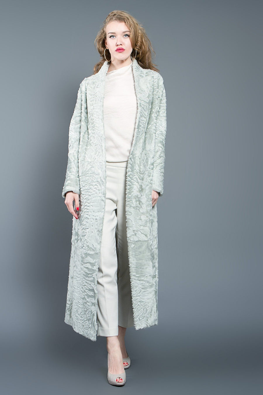 Astrakhan Fur Coat with Mink Collar Milan Couture
