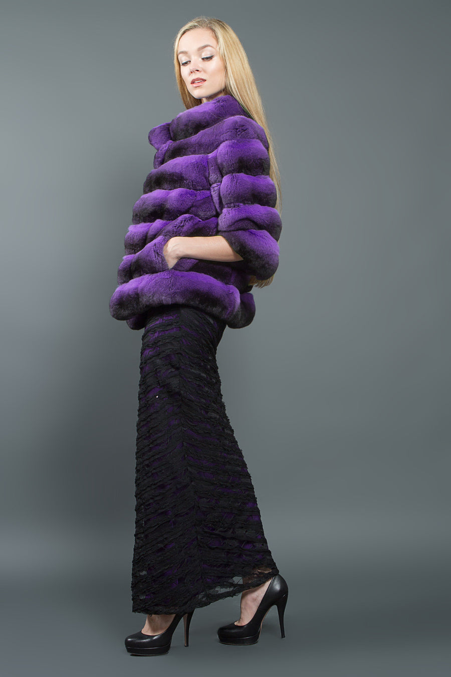 Chinchilla Fur Jacket Exclusive Violet
