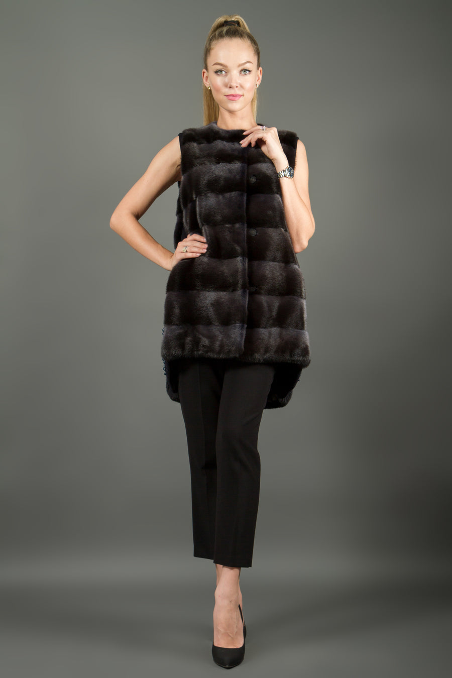 Cashmere and mink fur vest