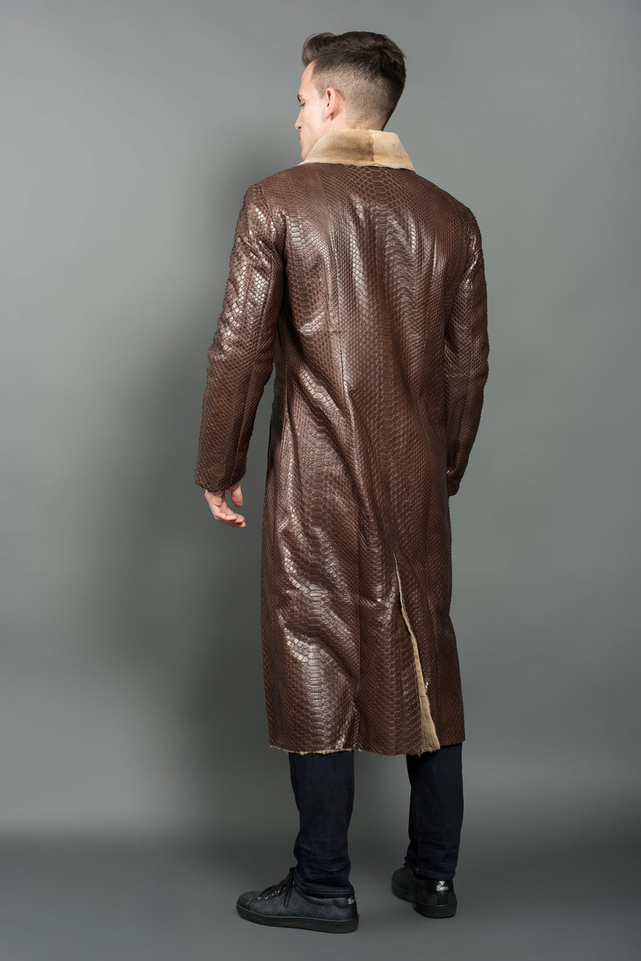 Men's Brown Real Leather Trench Coat | Limited Edition