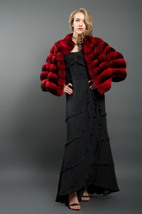 Red chinchilla coat on sale