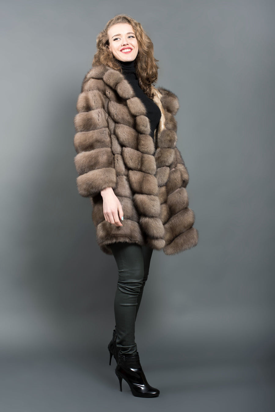 Fur Collection Reversible Russian Barguzin Sable Fur Coat with Hood for women – Fur ...