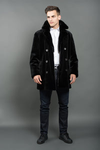 Shaved Black Mink Fur Coat for Men